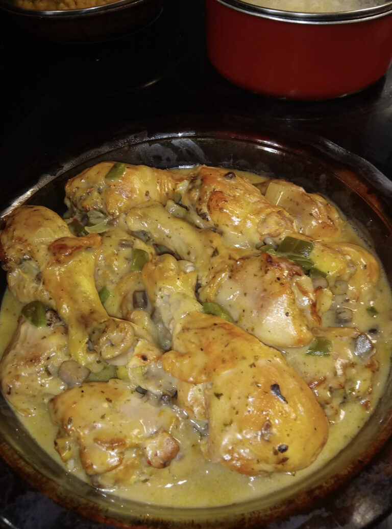 BAKED LEGS WITH CREAM OF MUSHROOM